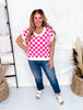 Checker Print Scoop Neck Knit Top - Whiskey Skies - BIBI