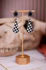 Checkerboard Drop Earrings With Black Concho Accent - Whiskey Skies - BOHO RANCH SHOP