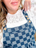 Checkered Denim Wide Leg Overalls - Whiskey Skies - JADE BY JANE