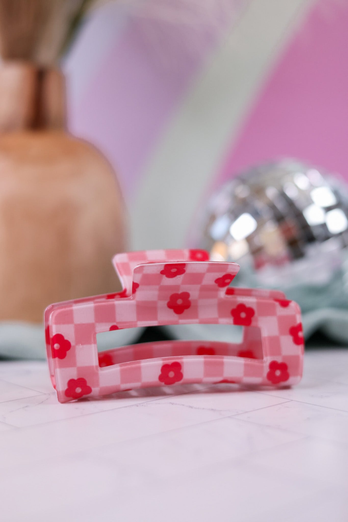 Checkered Floral Claw Hair Clips (6 Colors) - Whiskey Skies - THE DARLING EFFECT