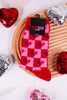 Checkered Heart Women's Crew Socks - Whiskey Skies - RENFRO SOCKS
