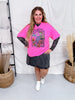 Checkered Howdy Halloween Hot Pink Graphic T-Shirt - Whiskey Skies - THE LATTIMORE CLAIM