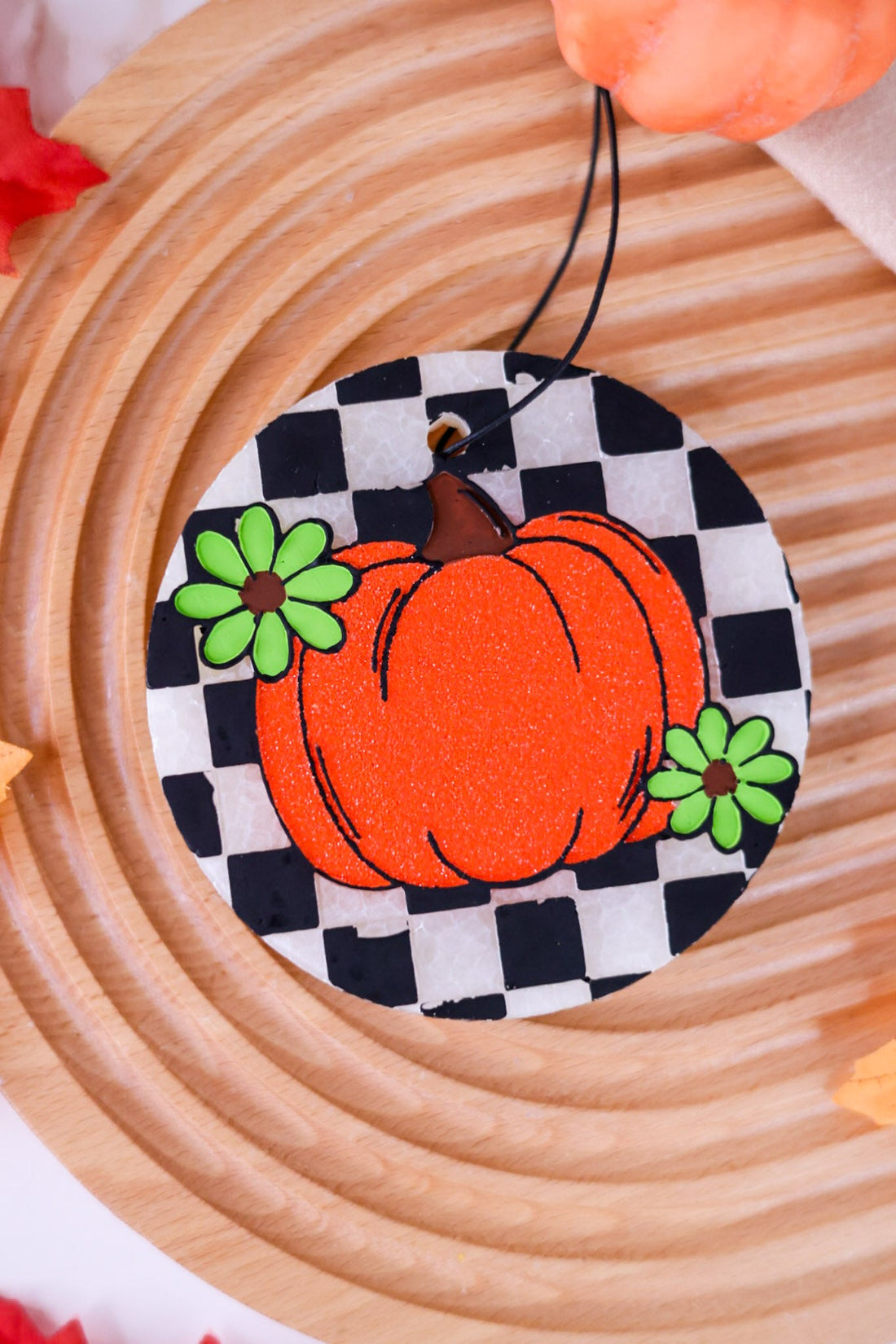 Checkered Pumpkin Freshie (3 Scents) - Whiskey Skies - BUG AND BEAN FRESHIES