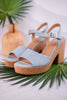 Cheers Blue Denim Cork Heels - Whiskey Skies - CORKYS FOOTWEAR