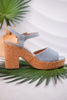 Cheers Blue Denim Cork Heels - Whiskey Skies - CORKYS FOOTWEAR