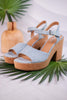 Cheers Blue Denim Cork Heels - Whiskey Skies - CORKYS FOOTWEAR