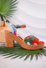 Cheers Floral Cork Heels - Whiskey Skies - CORKYS FOOTWEAR