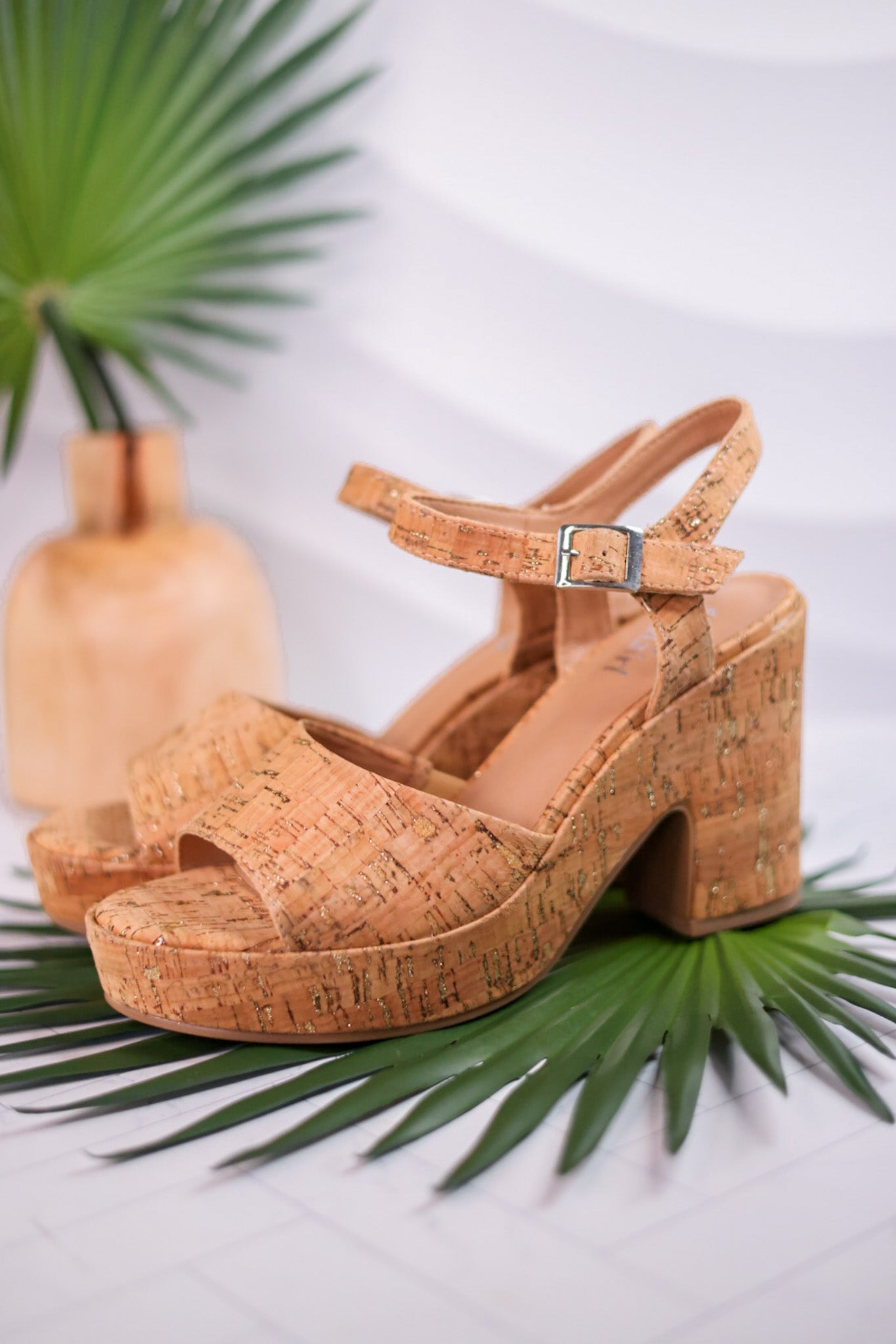 Cheers Glitter Cork Heels - Whiskey Skies - CORKYS FOOTWEAR