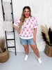Cherry Argyle Patterned Short Sleeve Sweater - Whiskey Skies - ODDI