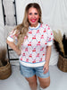 Cherry Argyle Patterned Short Sleeve Sweater - Whiskey Skies - ODDI
