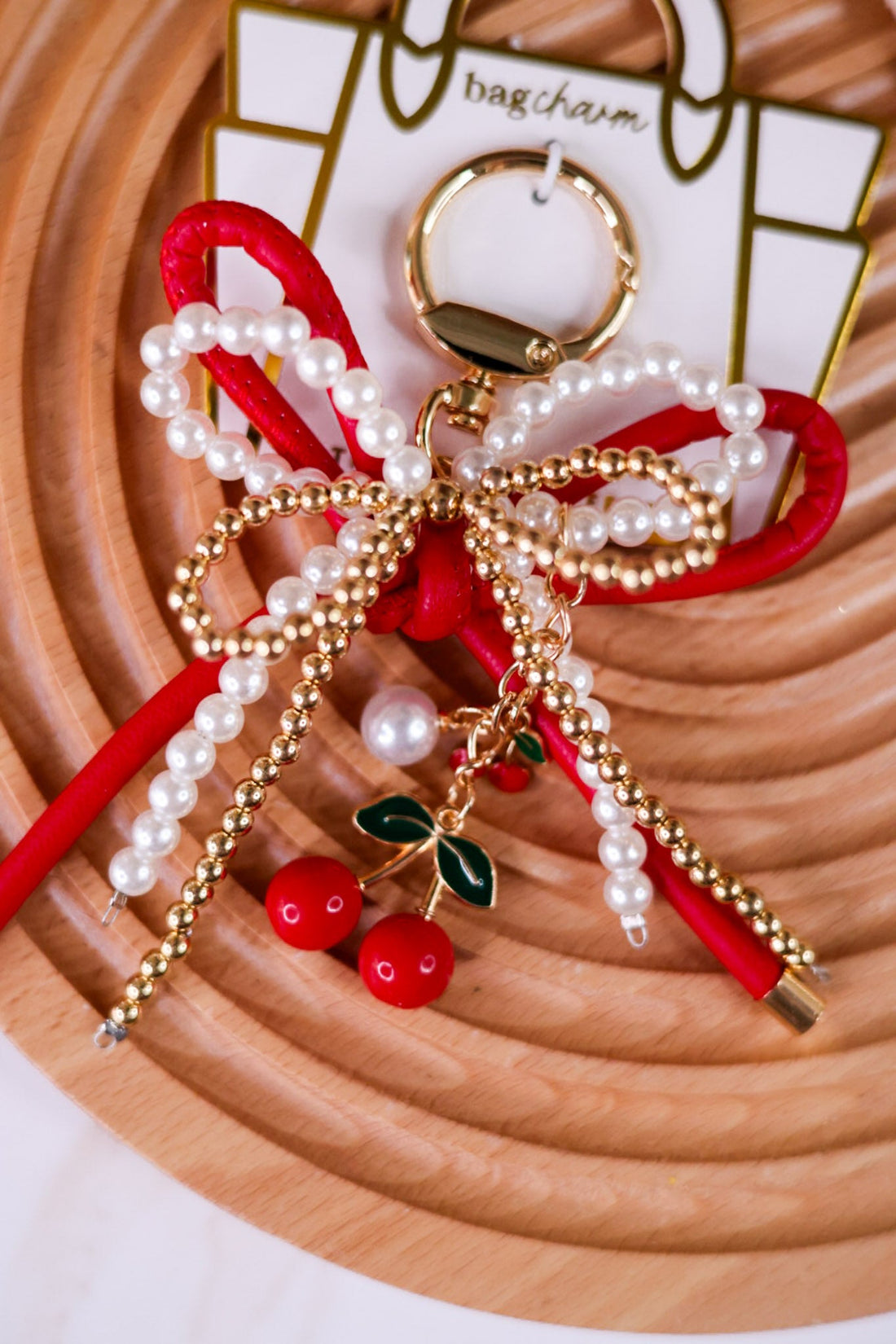 Cherry Bliss Layered Bows Bag Charm - Whiskey Skies - THE DARLING EFFECT