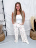 Cherry Print High Waist Straight Wide Leg Twill Pants - Whiskey Skies - EASEL