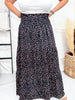 Cherry Punch Black Tiered Maxi Skirt With Smocked Waist - Whiskey Skies - MIKAROSE