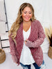 Cherry Wood Cable Knit Sweater Cardigan - Whiskey Skies - EASEL