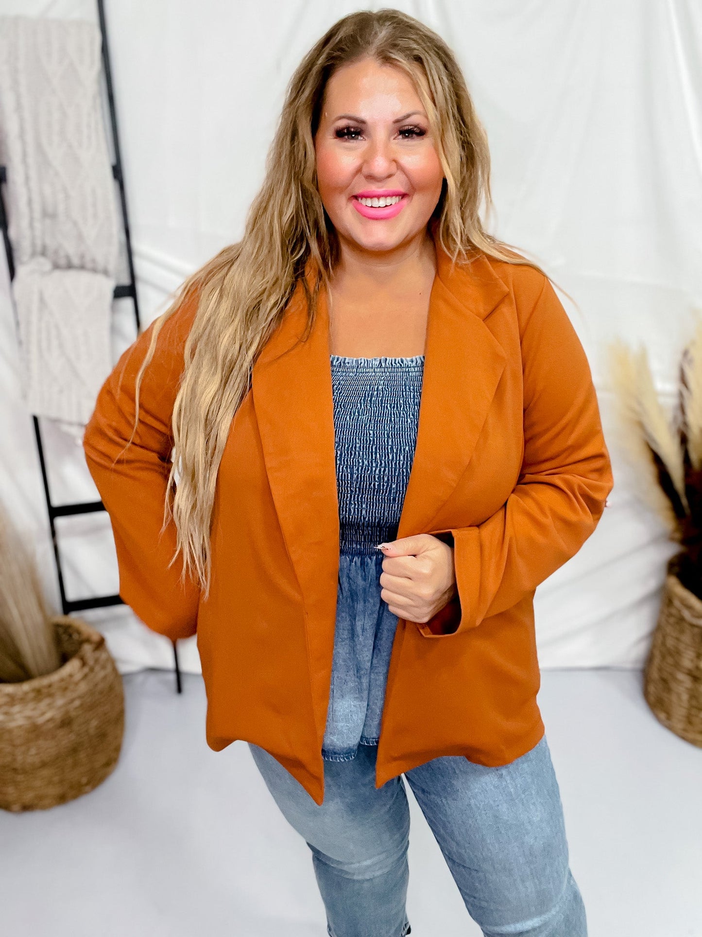 Chestnut Boyfriend Blazer - Whiskey Skies - ANDREE BY UNIT