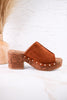 Chestnut Brown Faux Suede Platform Wedges With Studs - Whiskey Skies - CORKYS FOOTWEAR