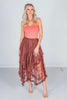 Chestnut Embellished Lace Hem Skirt - Whiskey Skies - POLAGRAM + BAEVELY