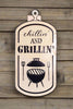 Chillin and Grillin Black and White Metal Sign - Whiskey Skies - VIP HOME & GARDEN