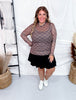 Chocolate Checkered Long Sleeve Mesh Top - Whiskey Skies - JESS LEA
