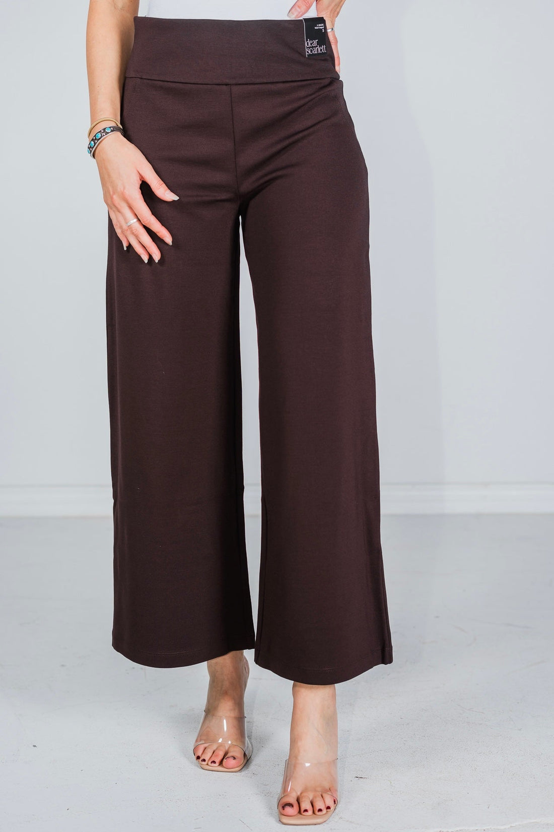 Chocolate Magic Wide Cropped Pants - Whiskey Skies - DEAR SCARLETT