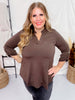 Chocolate Signature 3/4 Sleeve Lizzy Top - Whiskey Skies - DEAR SCARLETT