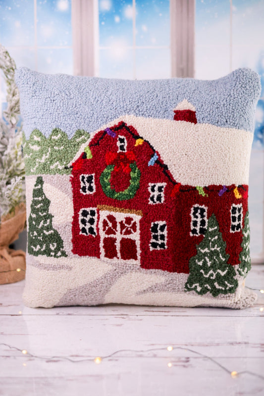 Christmas Barn Throw Pillow - Whiskey Skies - PEKING HANDICRAFT