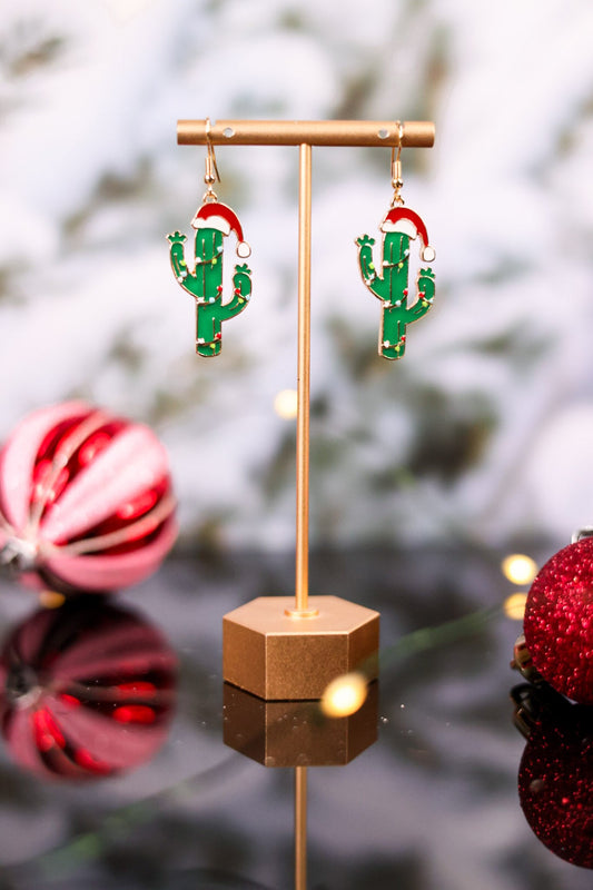 Christmas Cactus With Lights Earrings - Whiskey Skies - PERIWINKLE BY BARLOW