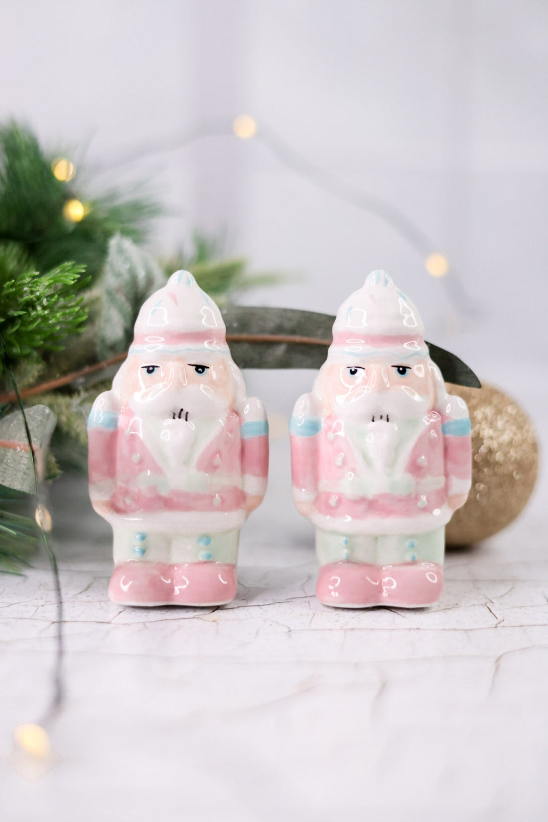 Christmas Ceramic Nutcracker Salt & Pepper Shaker Set - Whiskey Skies - YOUNG'S INC