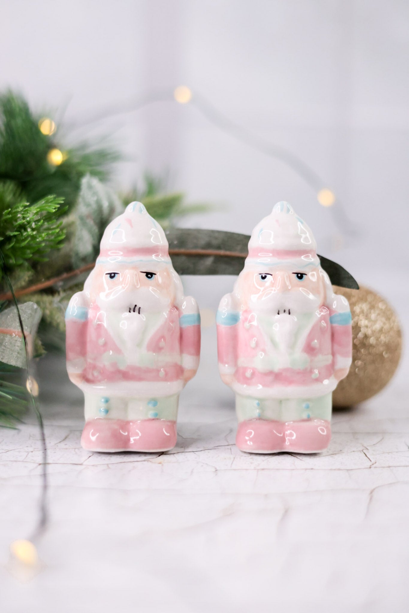 Christmas Ceramic Nutcracker Salt & Pepper Shaker Set - Whiskey Skies - YOUNG'S INC