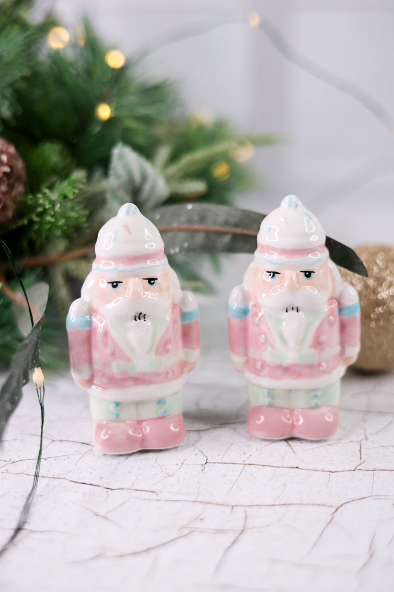 Christmas Ceramic Nutcracker Salt & Pepper Shaker Set - Whiskey Skies - YOUNG'S INC
