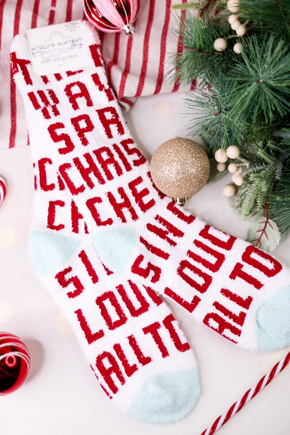 Christmas Cheer Women's Cozy Crew Socks - Whiskey Skies - CRESCENT SOCK COMPANY