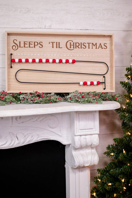 Christmas Countdown with Red and White Wooden Beads - Whiskey Skies - MELROSE INTL