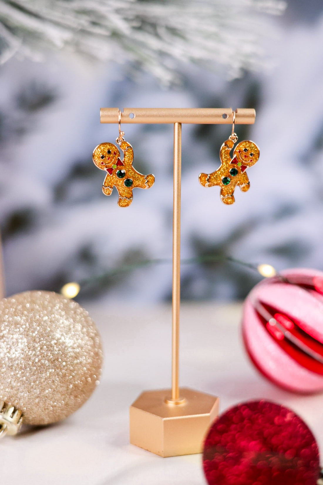 Christmas Gingerbread Men Earrings - Whiskey Skies - PERIWINKLE BY BARLOW