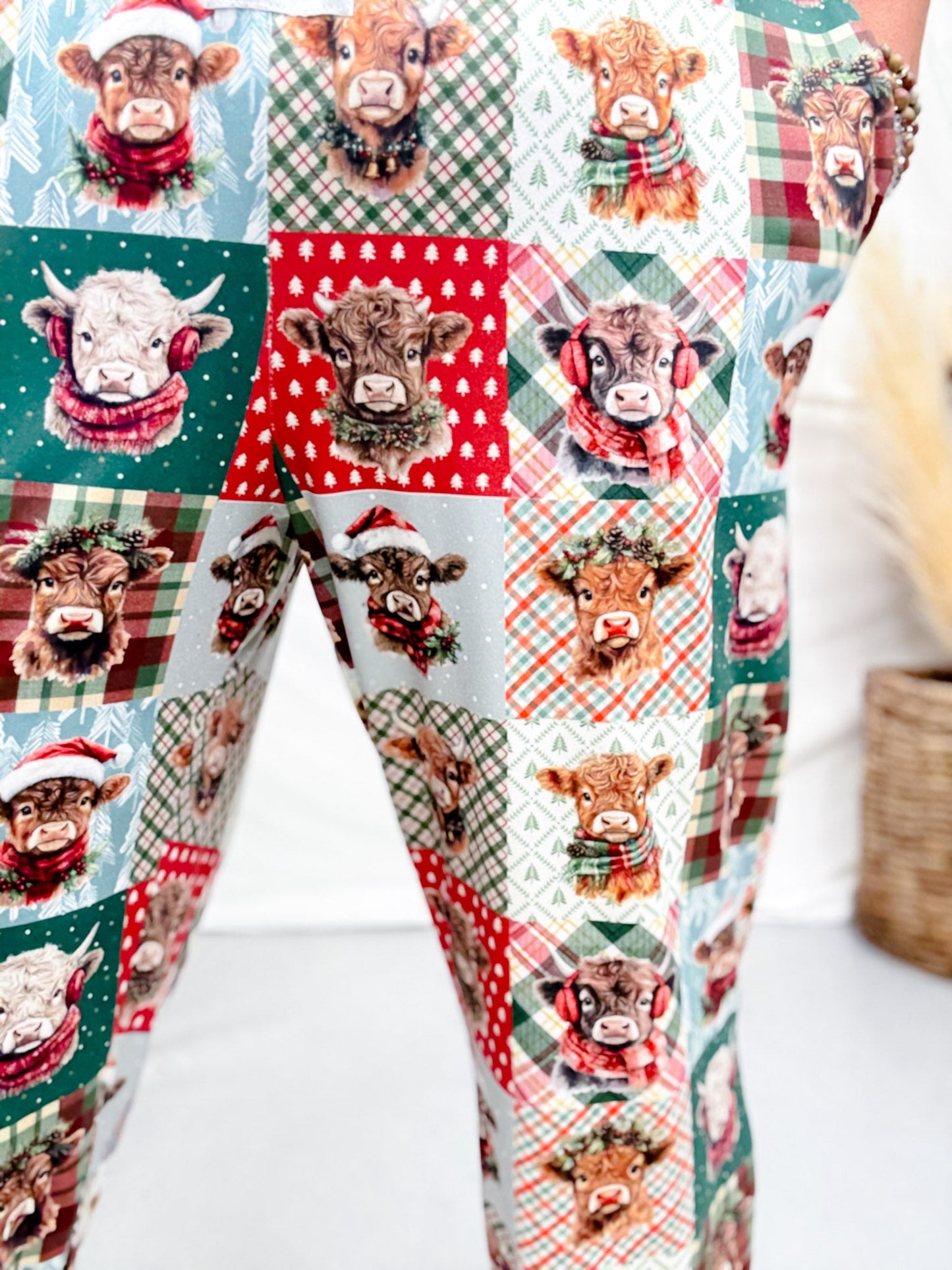 Christmas Highland Cow Loungewear Pants - Whiskey Skies - BRIEF INSANITY