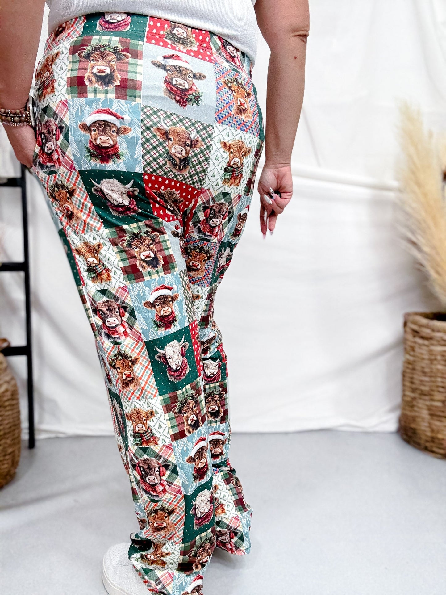 Christmas Highland Cow Loungewear Pants - Whiskey Skies - BRIEF INSANITY