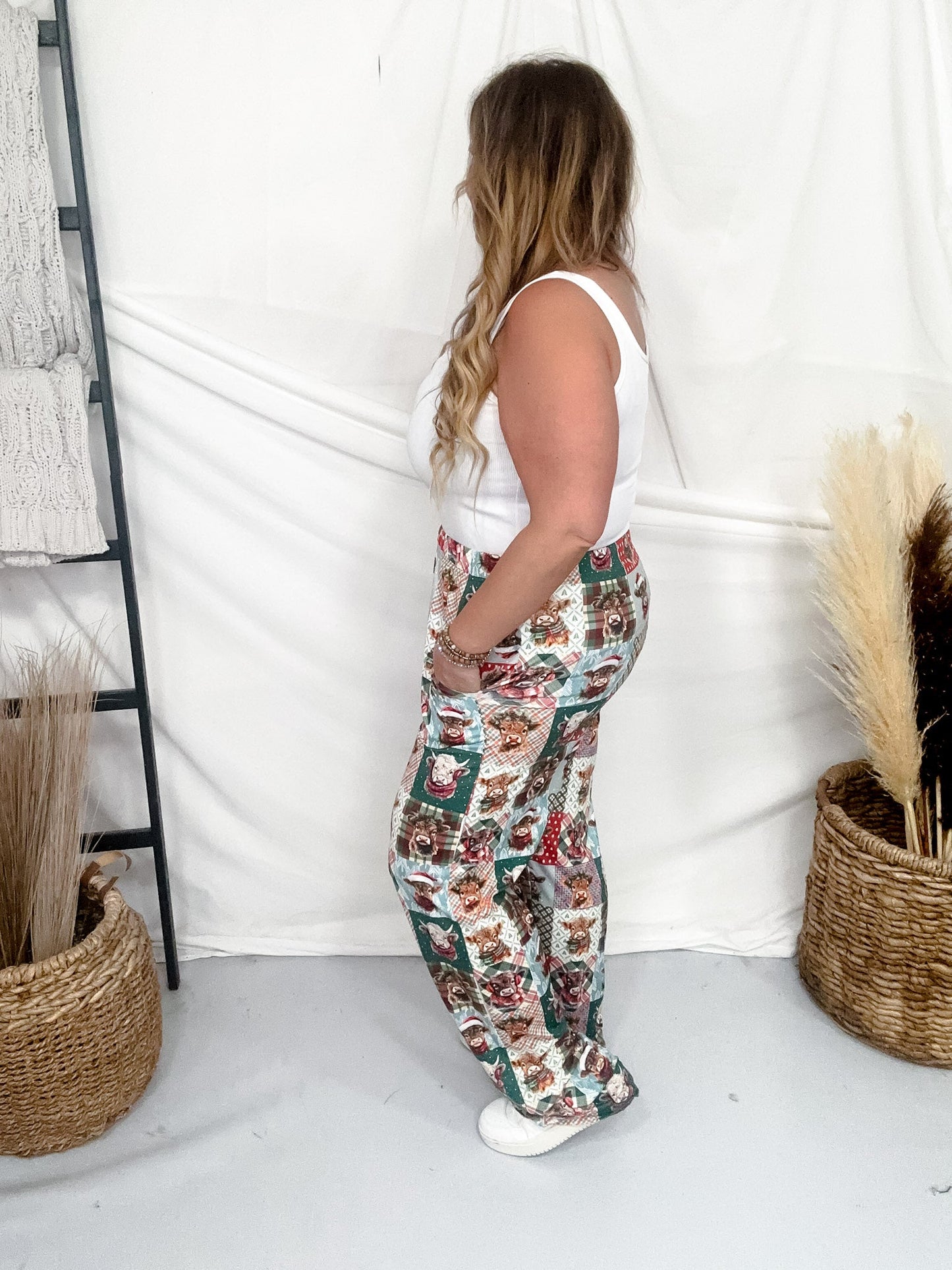 Christmas Highland Cow Loungewear Pants - Whiskey Skies - BRIEF INSANITY