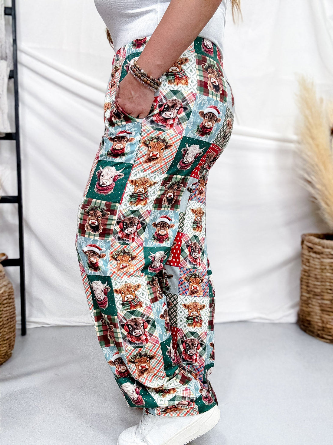 Christmas Highland Cow Loungewear Pants - Whiskey Skies - BRIEF INSANITY