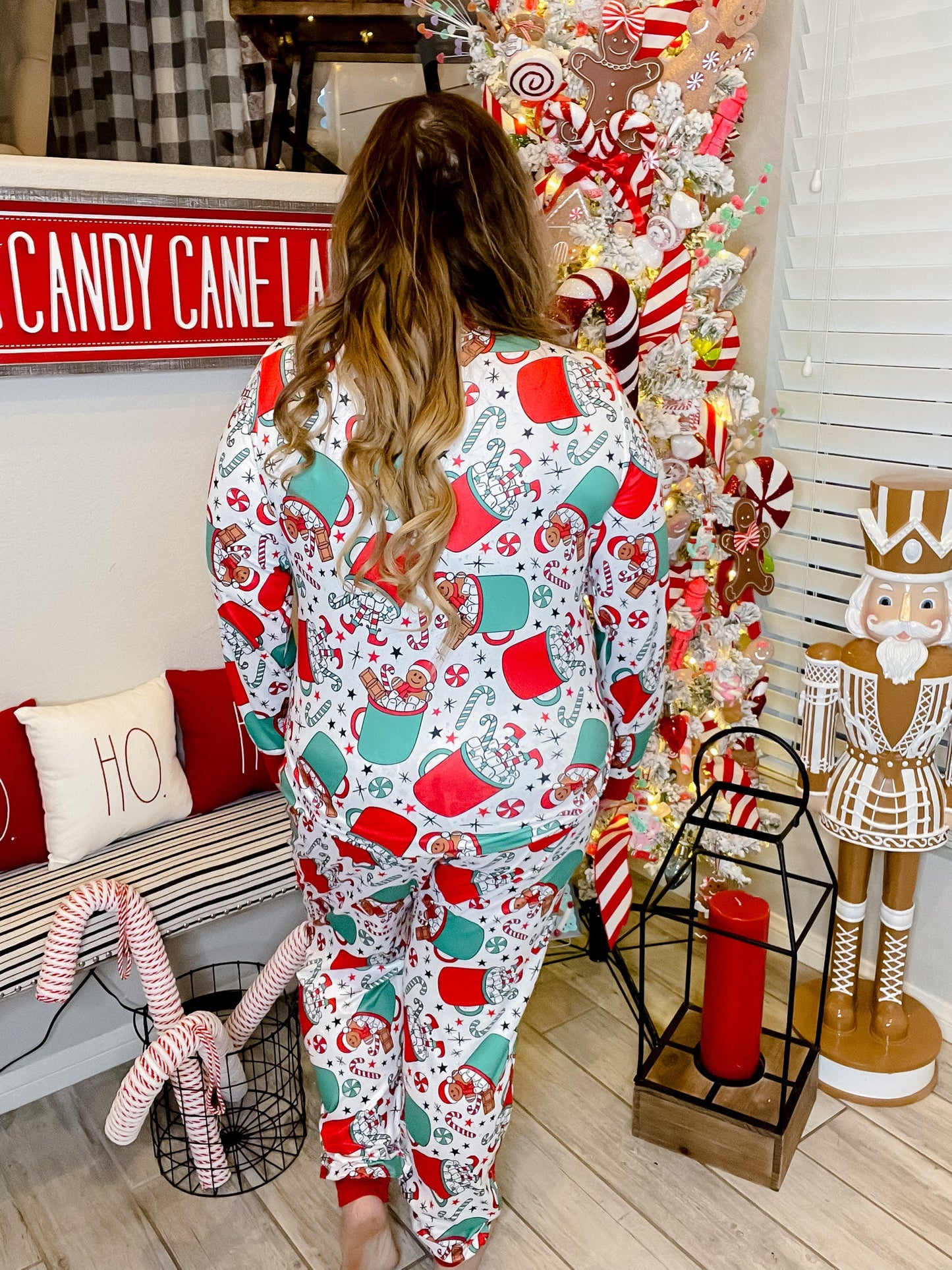 Christmas Long Sleeve Hot Cocoa Gingerbread Loungewear Set - Whiskey Skies - SHIRLEY & STONE