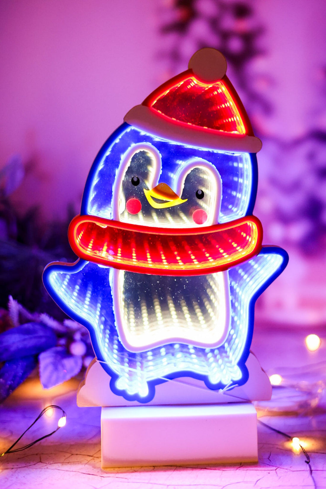 Christmas Themed Lighted Infinity Tabletop Decoration (3 Styles) - Whiskey Skies - GERSON COMPANIES