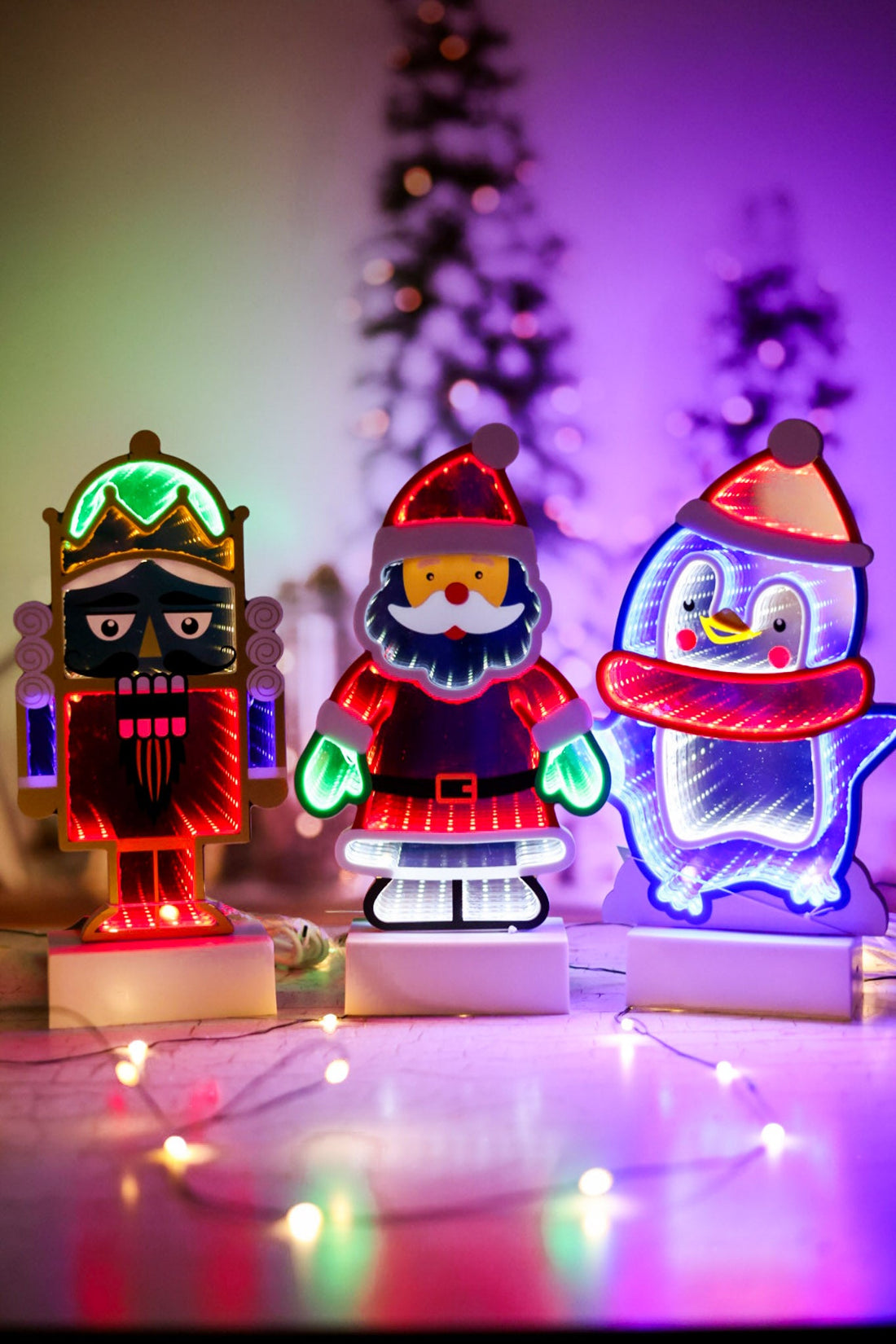 Christmas Themed Lighted Infinity Tabletop Decoration (3 Styles) - Whiskey Skies - GERSON COMPANIES