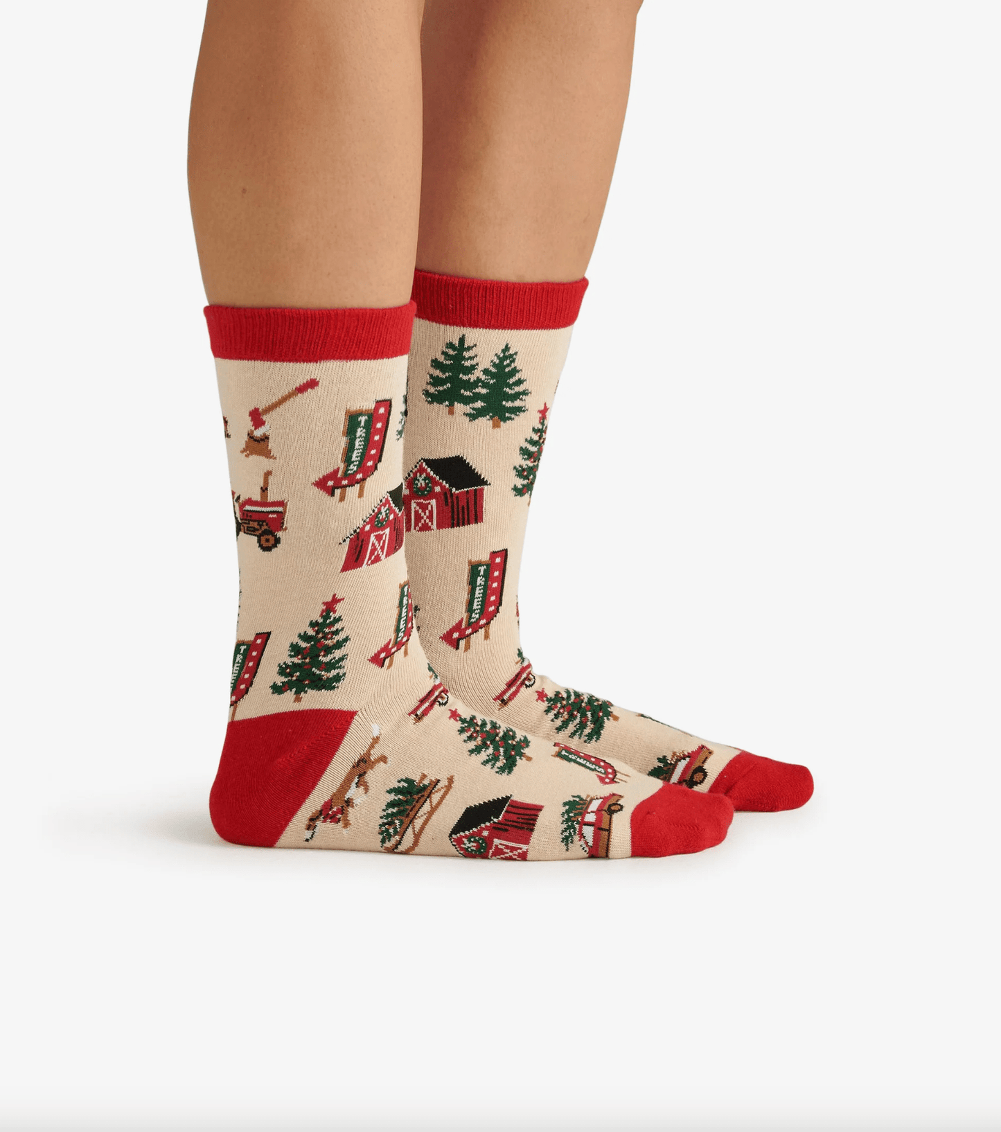 Christmas Tree Farm Women's Crew Socks - Whiskey Skies - HATLEY LITTLE BLUE HOUSE INC.