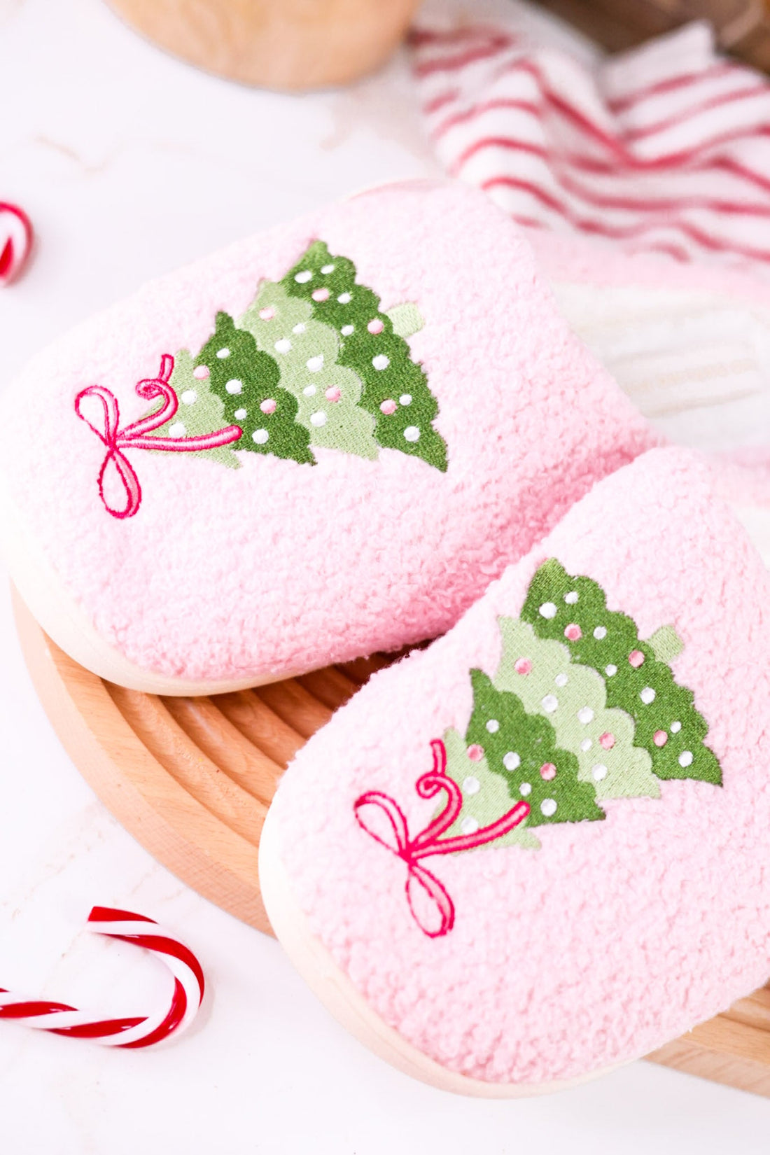 Christmas Tree Fuzzy Slippers - Whiskey Skies - THE DARLING EFFECT