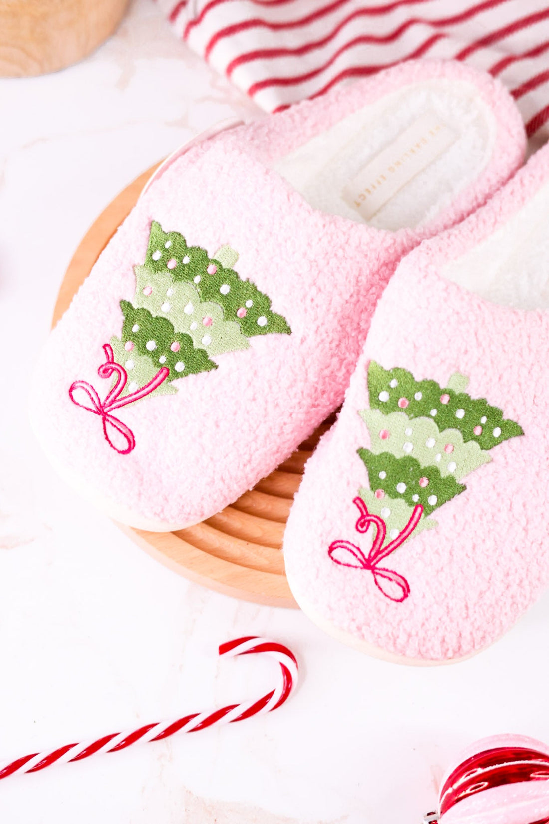 Christmas Tree Fuzzy Slippers - Whiskey Skies - THE DARLING EFFECT