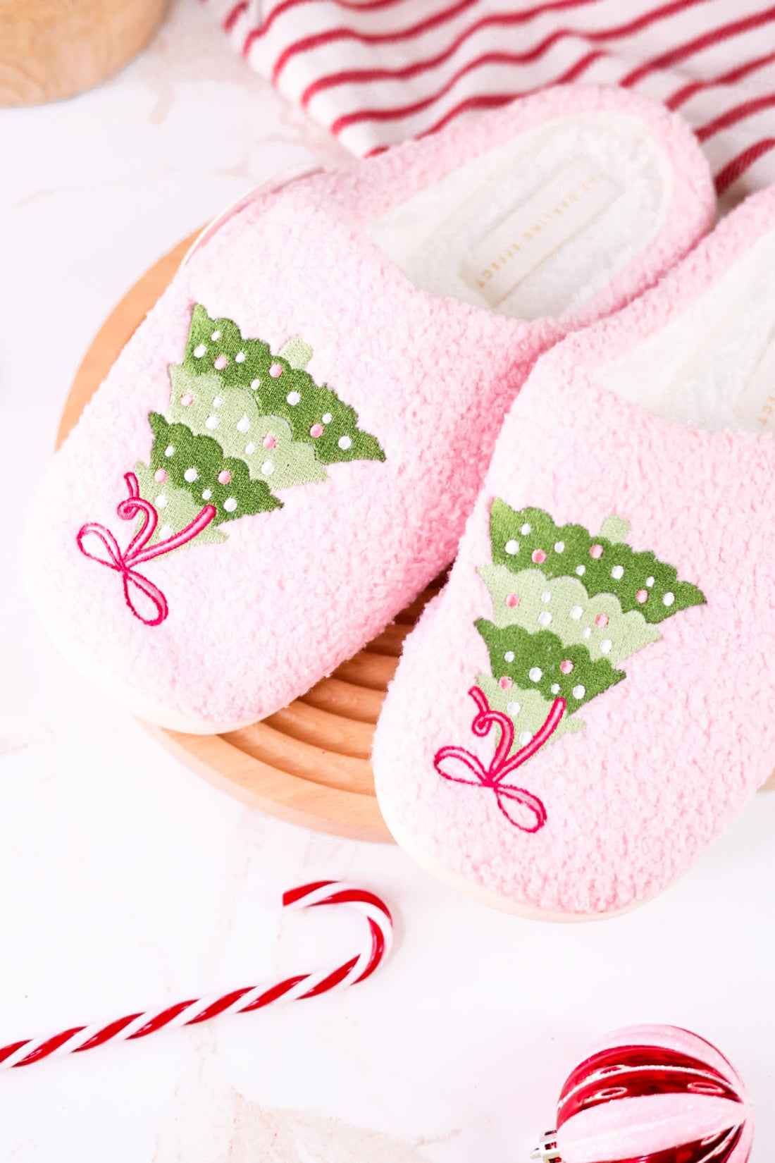 Christmas Tree Fuzzy Slippers - Whiskey Skies - THE DARLING EFFECT