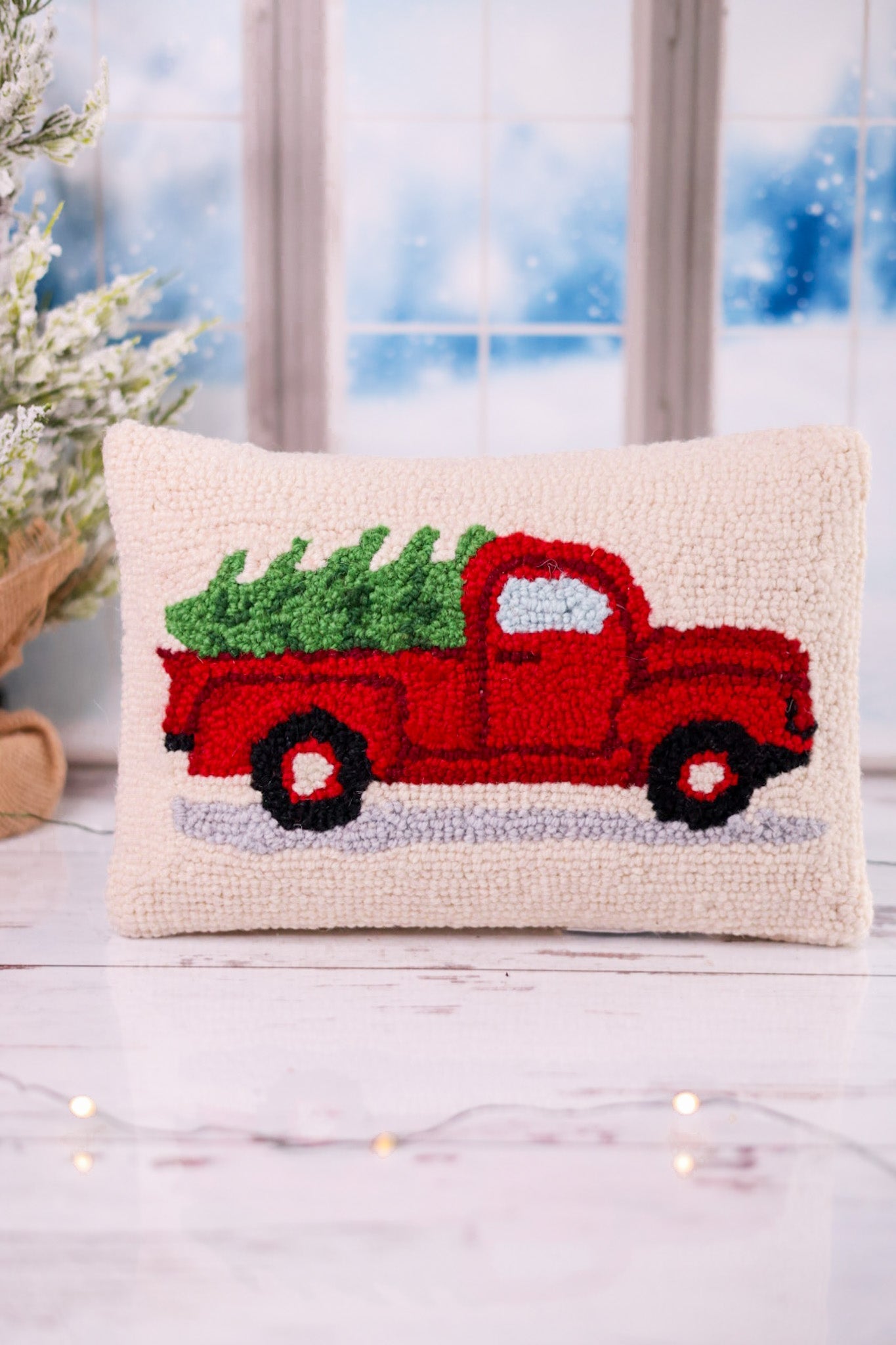 Christmas Tree Truck Throw Pillow - Whiskey Skies - PEKING HANDICRAFT