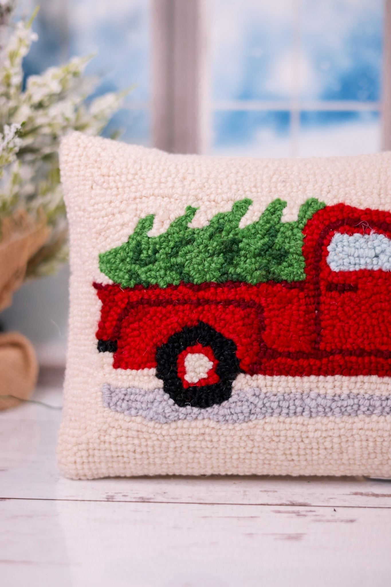 Christmas Tree Truck Throw Pillow - Whiskey Skies - PEKING HANDICRAFT