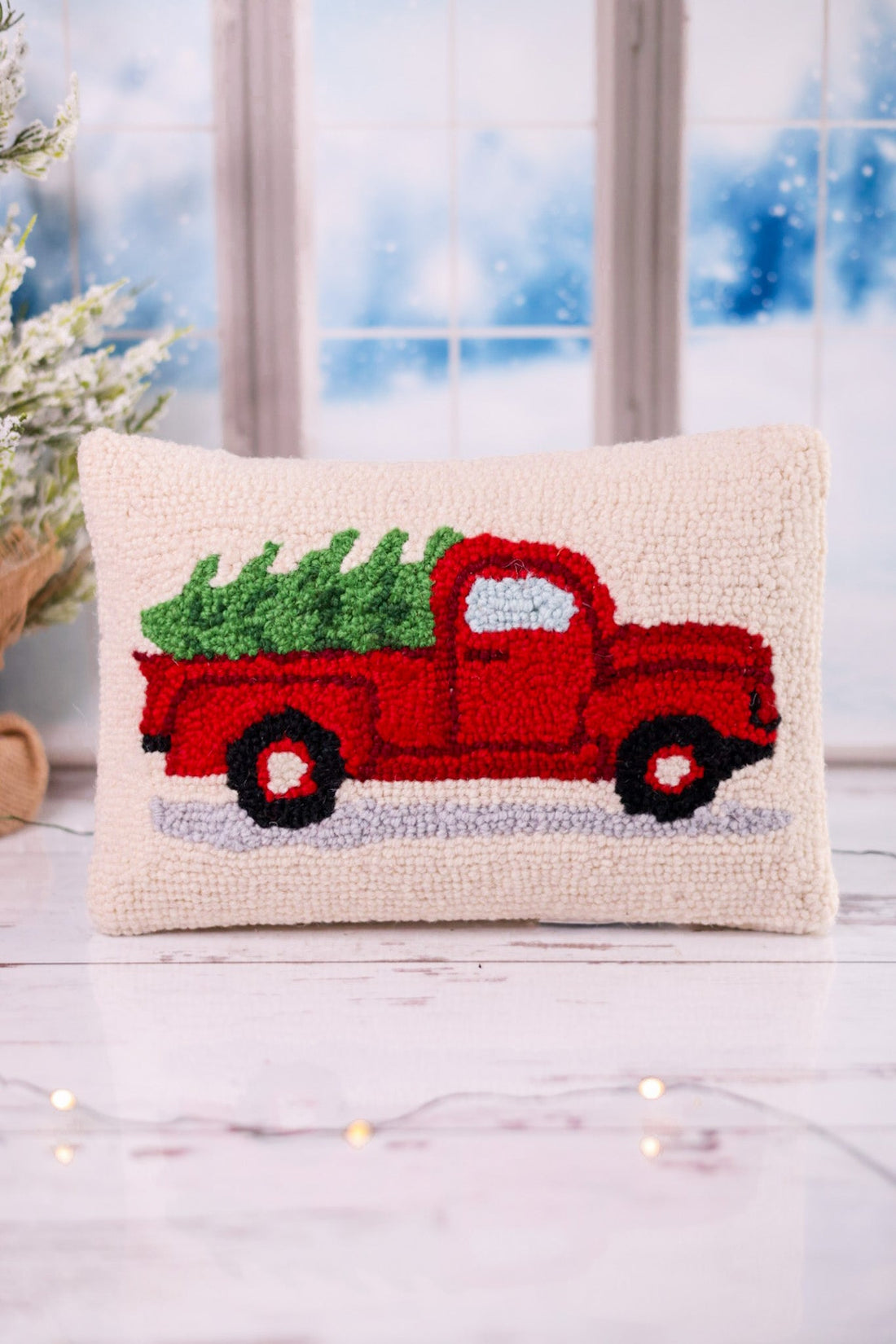 Christmas Tree Truck Throw Pillow - Whiskey Skies - PEKING HANDICRAFT