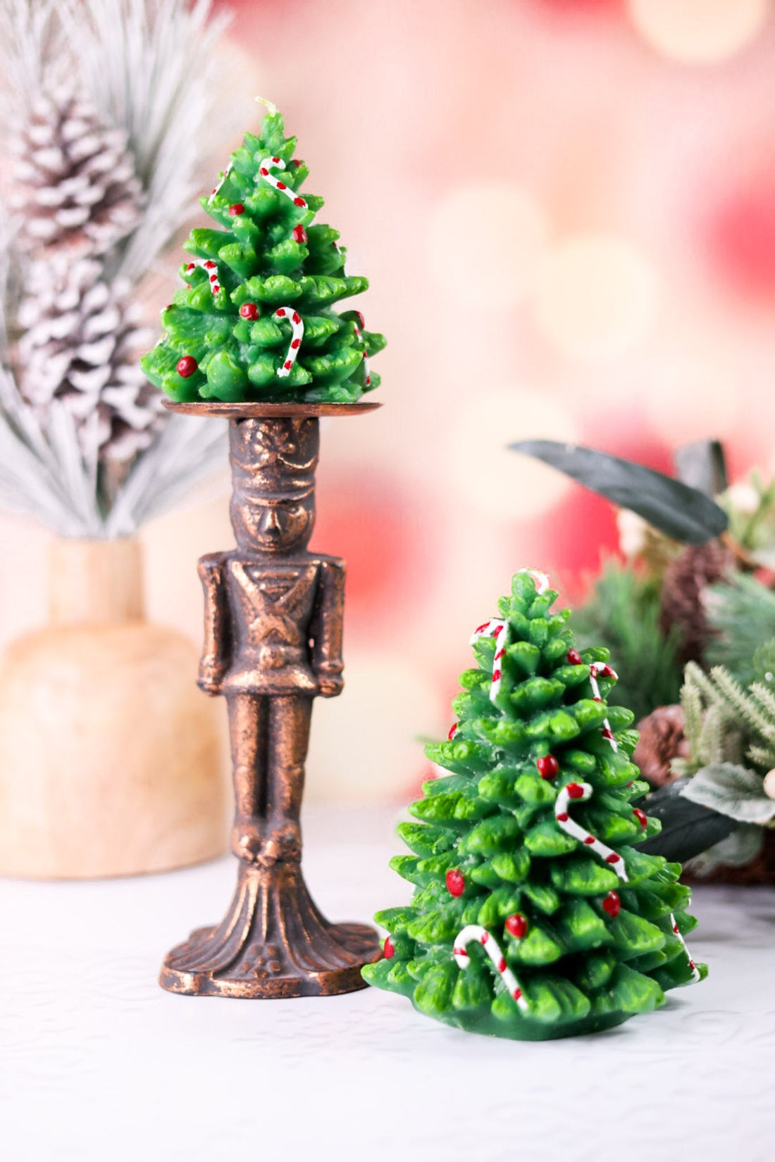 Christmas Tree With Candy Cane & Holly Wax Candles (Set Of Two) - Whiskey Skies - ONE HUNDRED 80 DEGREES
