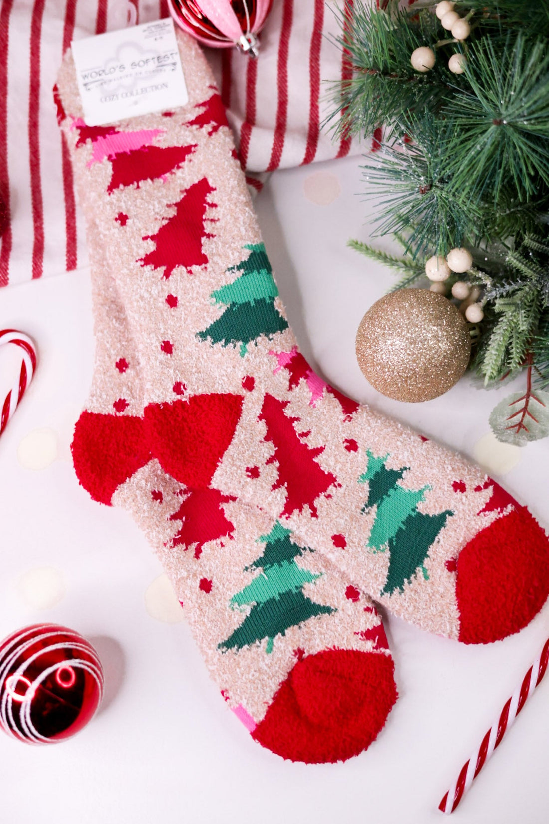 Christmas Trees Women's Crew Socks - Whiskey Skies - CRESCENT SOCK COMPANY