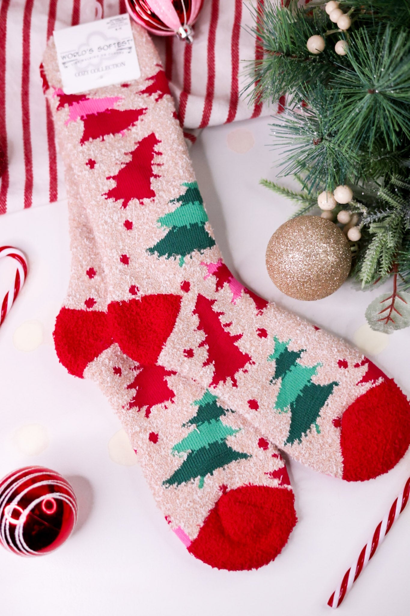 Christmas Trees Women's Crew Socks - Whiskey Skies - CRESCENT SOCK COMPANY